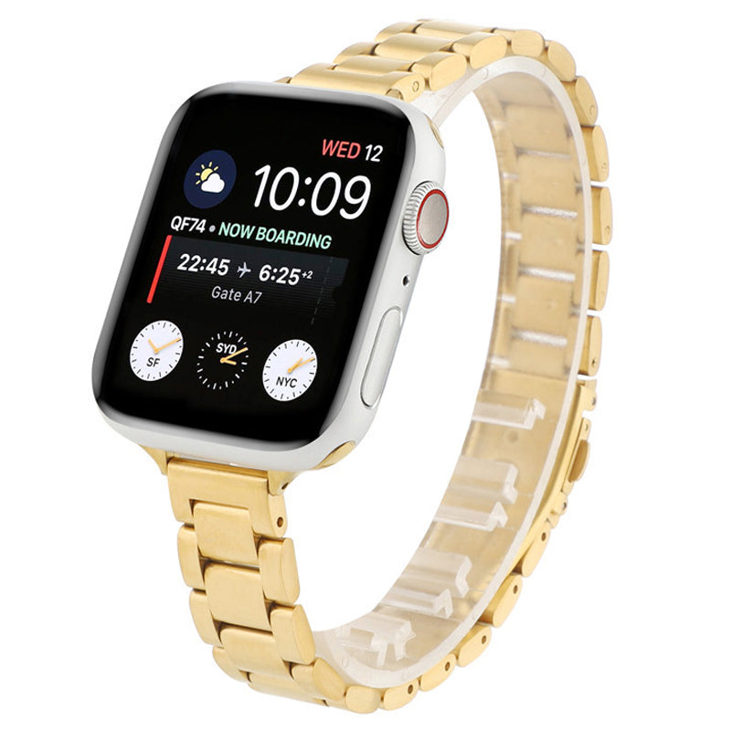 For Apple Watch Ultra Ultra 2 49mm Series 8 9 7 45mm Series 6 5 4 SE (2022) (2023) SE 44mm Series 3 2 1 42mm Three Beads Metal Watch Band Slim Bracelet Strap For Apple Watch Ultra Ultra 2 49mm Series 8 9 7 45mm Series 6 5 4 SE (2022) (2023) SE 44mm Series 3 2 1 42mm Three Beads Metal Watch Band Slim Bracelet Strap
